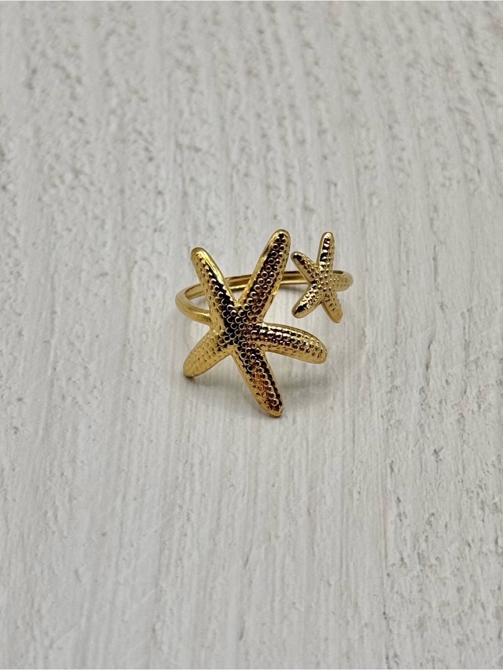 18K Gold Plated Stainless Steel Starfish Open Ring Coastal Beach Luxe NWT - Picture 5 of 8